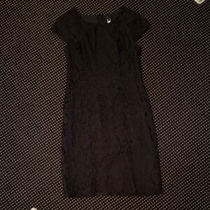 J. Crew Black Knee-Length Lace Dress